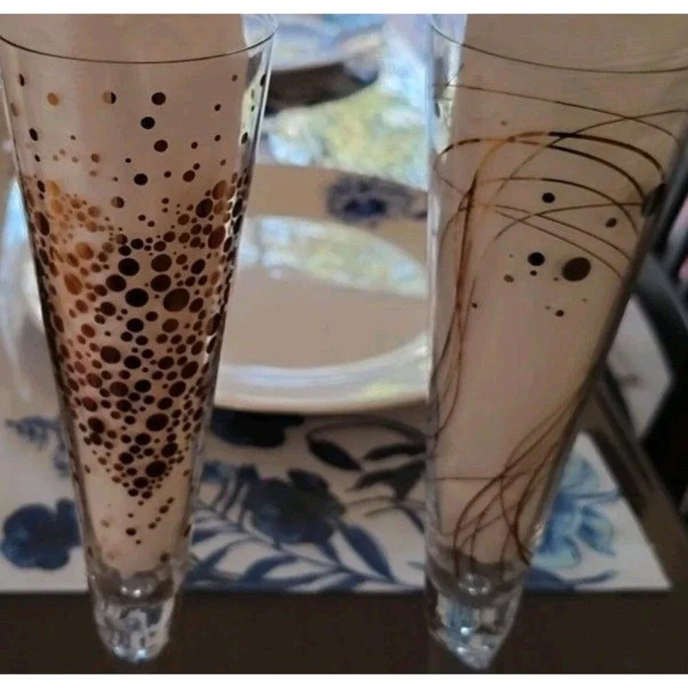 2 RITZENHOFF Champagne Glasses Flutes Artist Designed No Boxes
